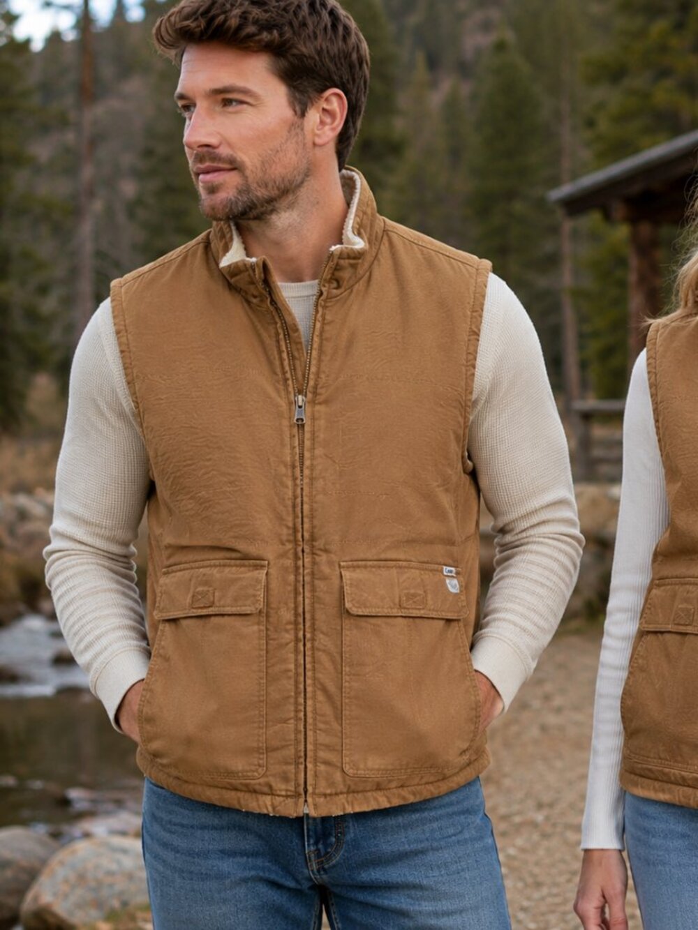 NWT Lee Utility Duck Canvas Vest Sherpa Lining Work Farm Hunting